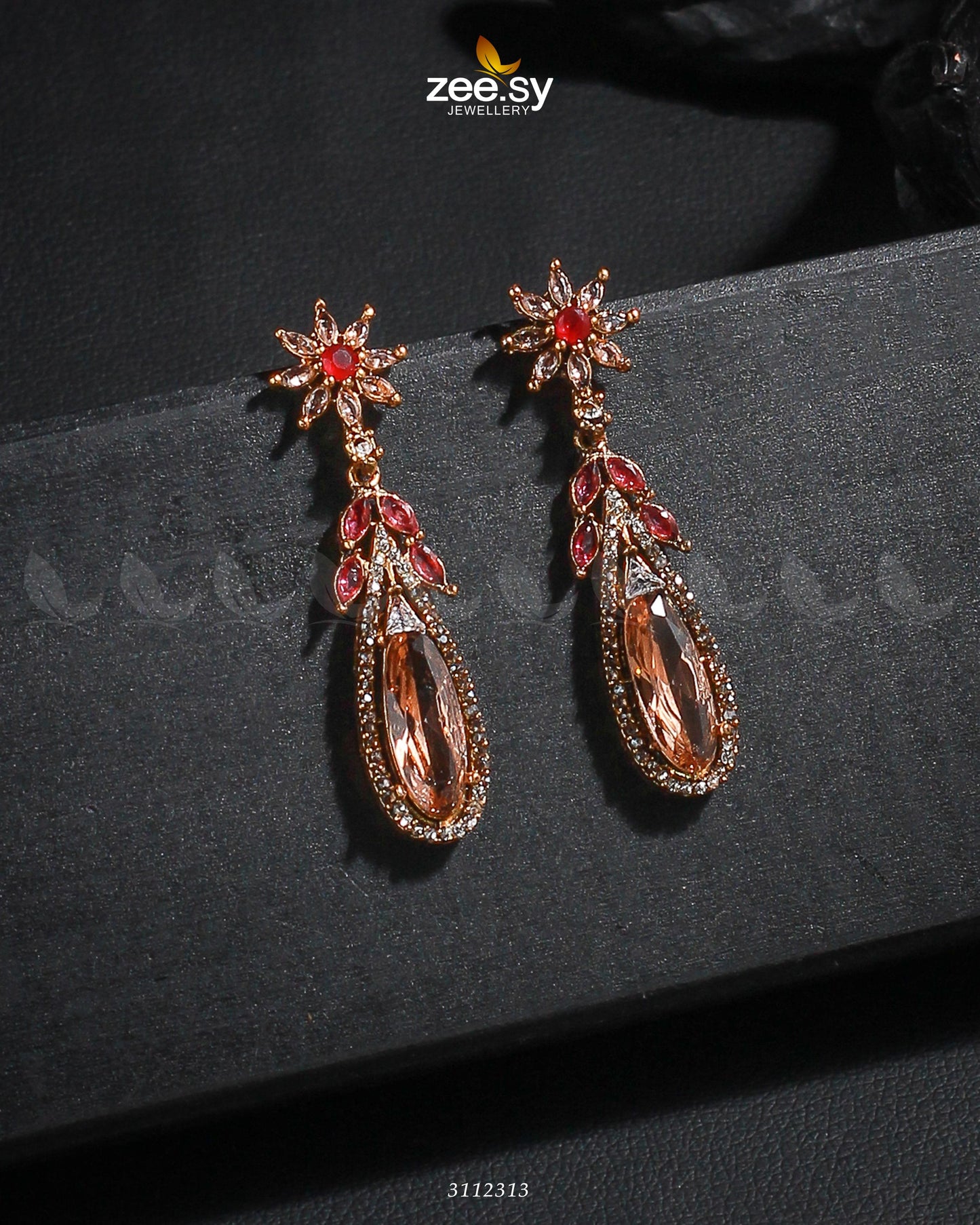 Rimsha's Earrings Champagne Ruby