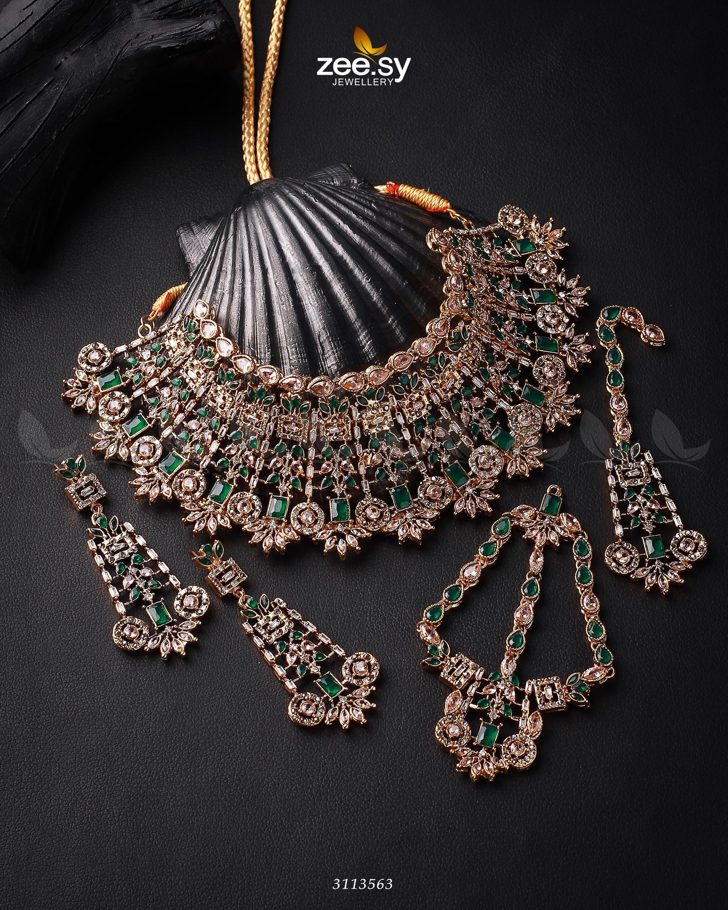 Resham Bridal Set Golden Green