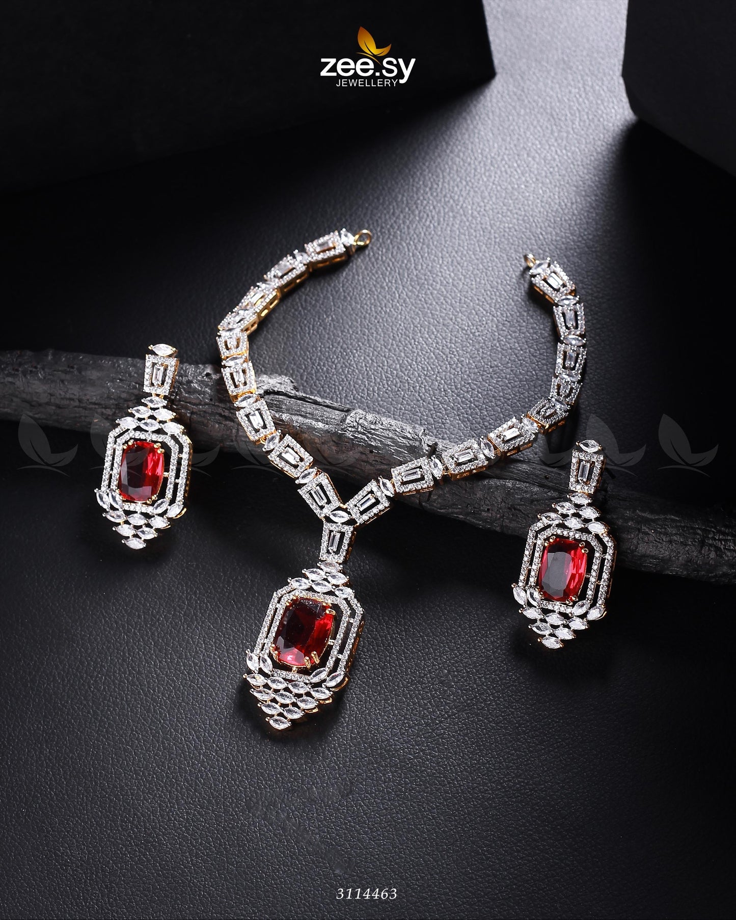 Sharmeen Necklace Set Golden Teal Red