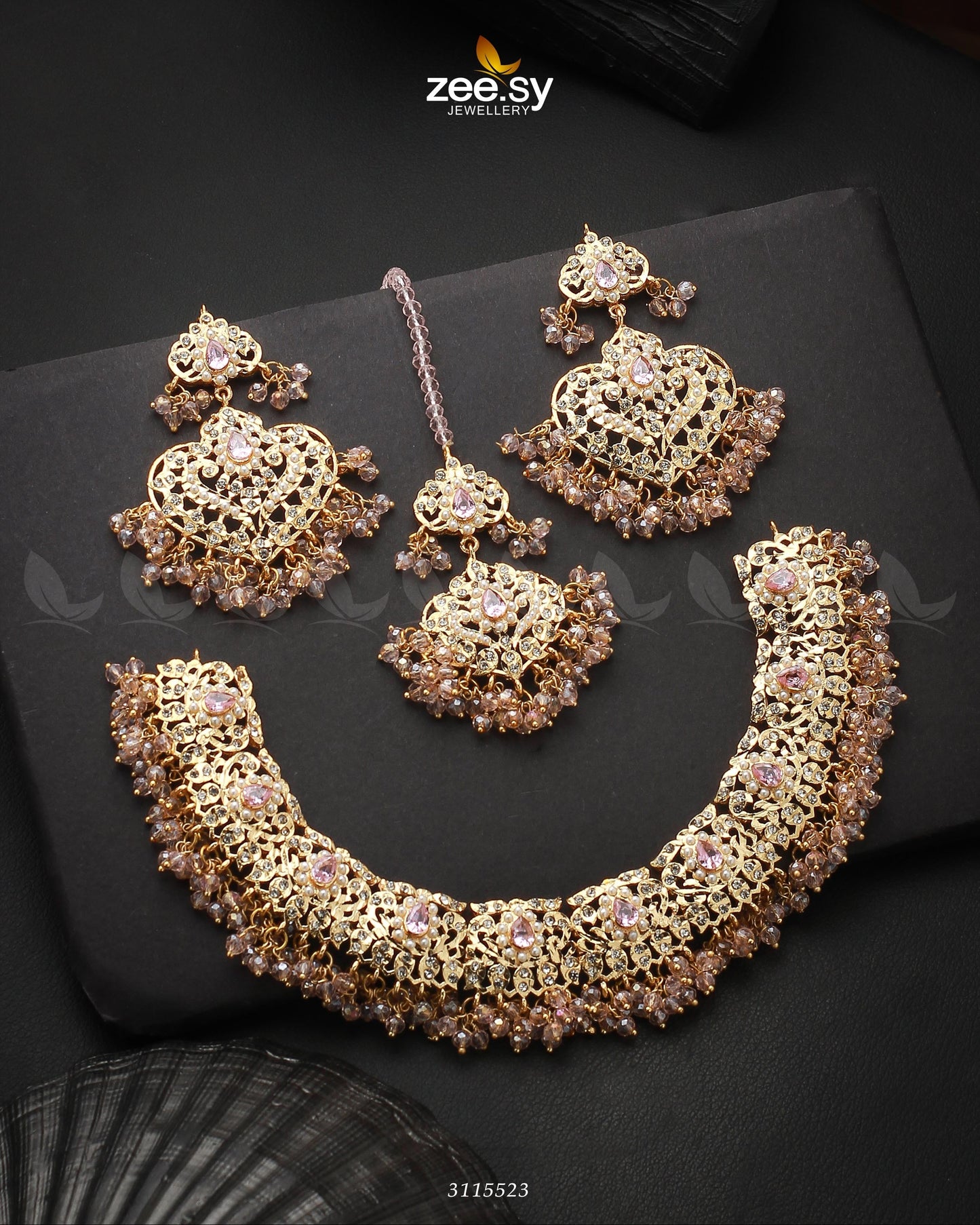Maniha Necklace Set Golden Mint Pink