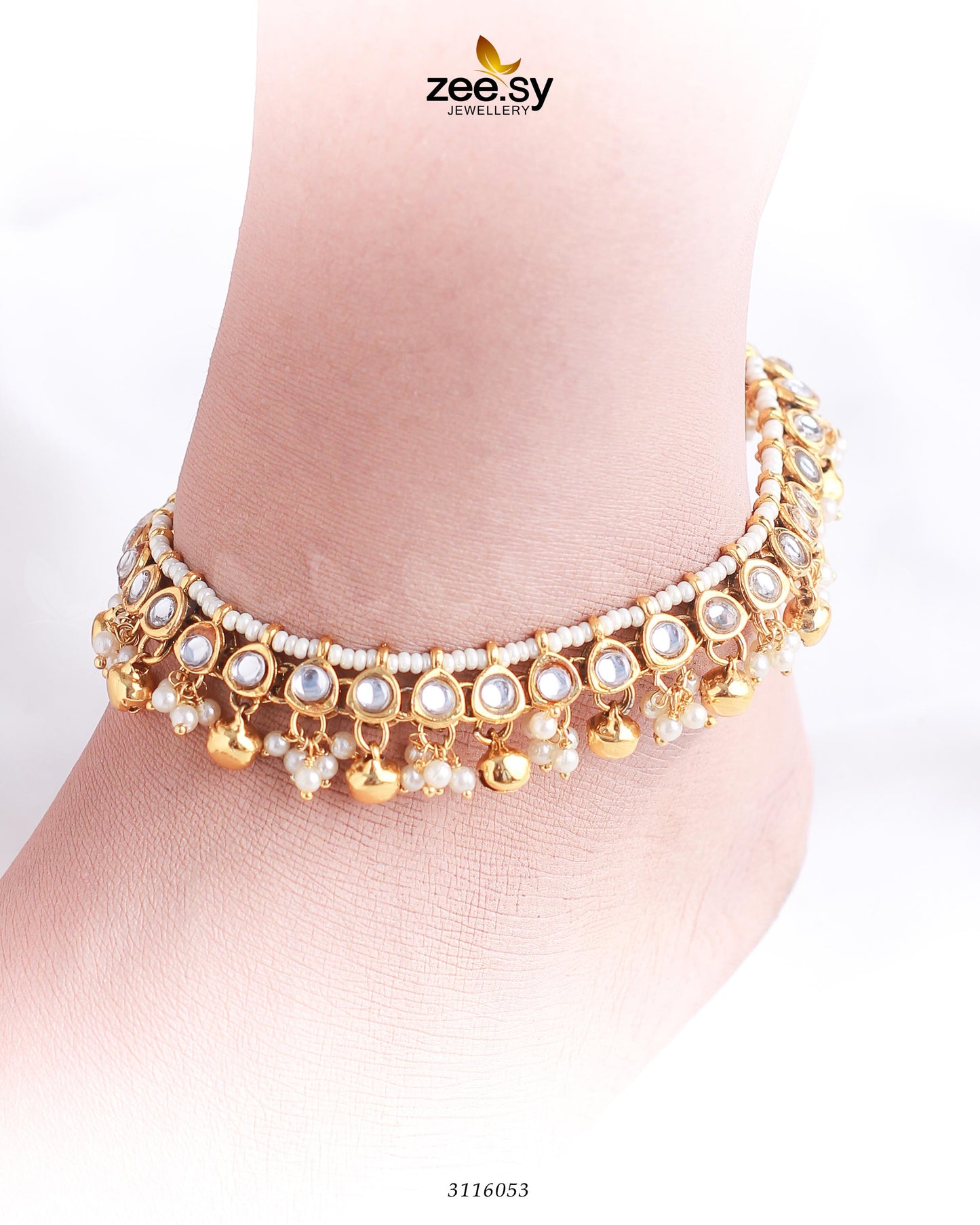 Fluorite Anklet Golden white