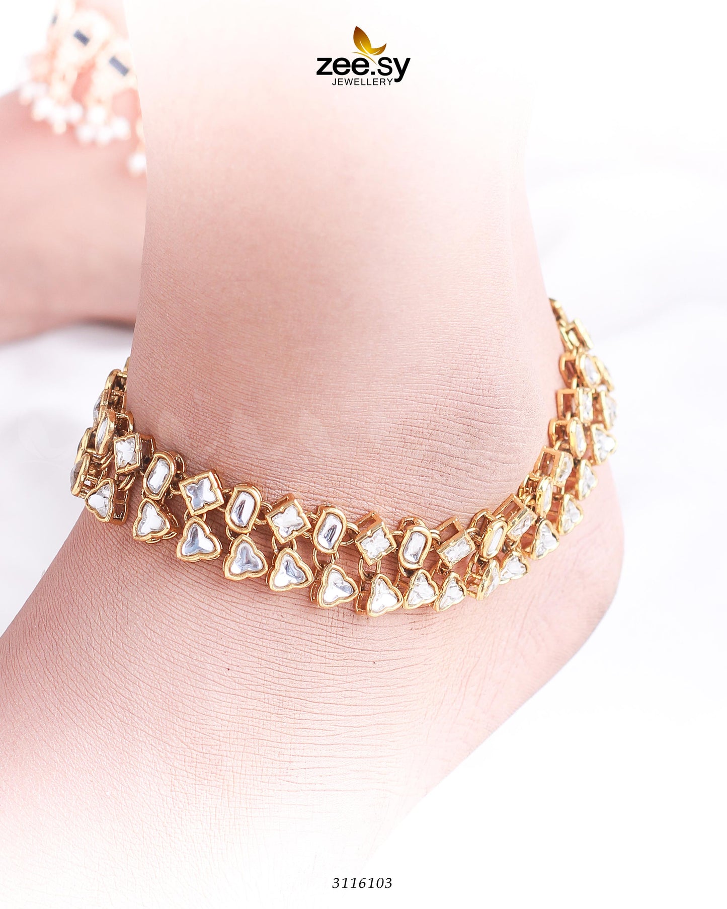 Shungite Anklet Golden white