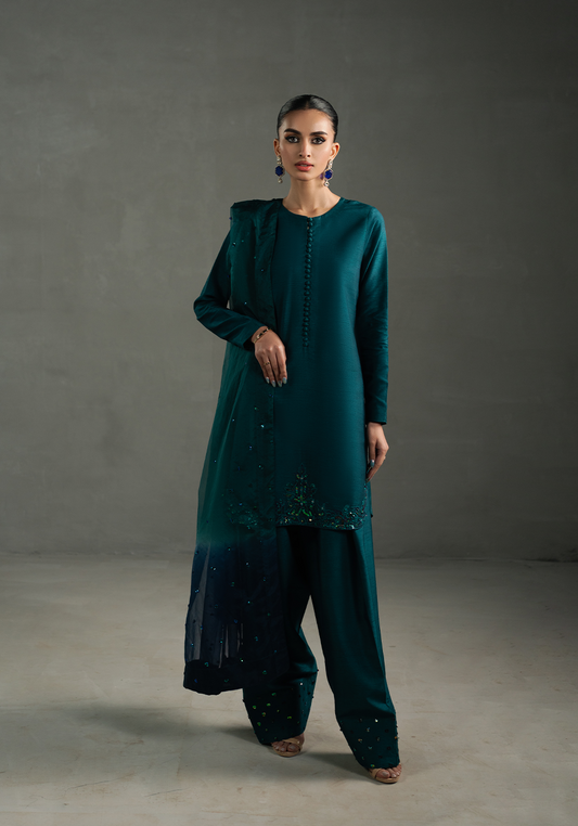 Zarqash | Silk Edit | ZQS 015 ELOISE S Dark Teal Blue Raw Silk