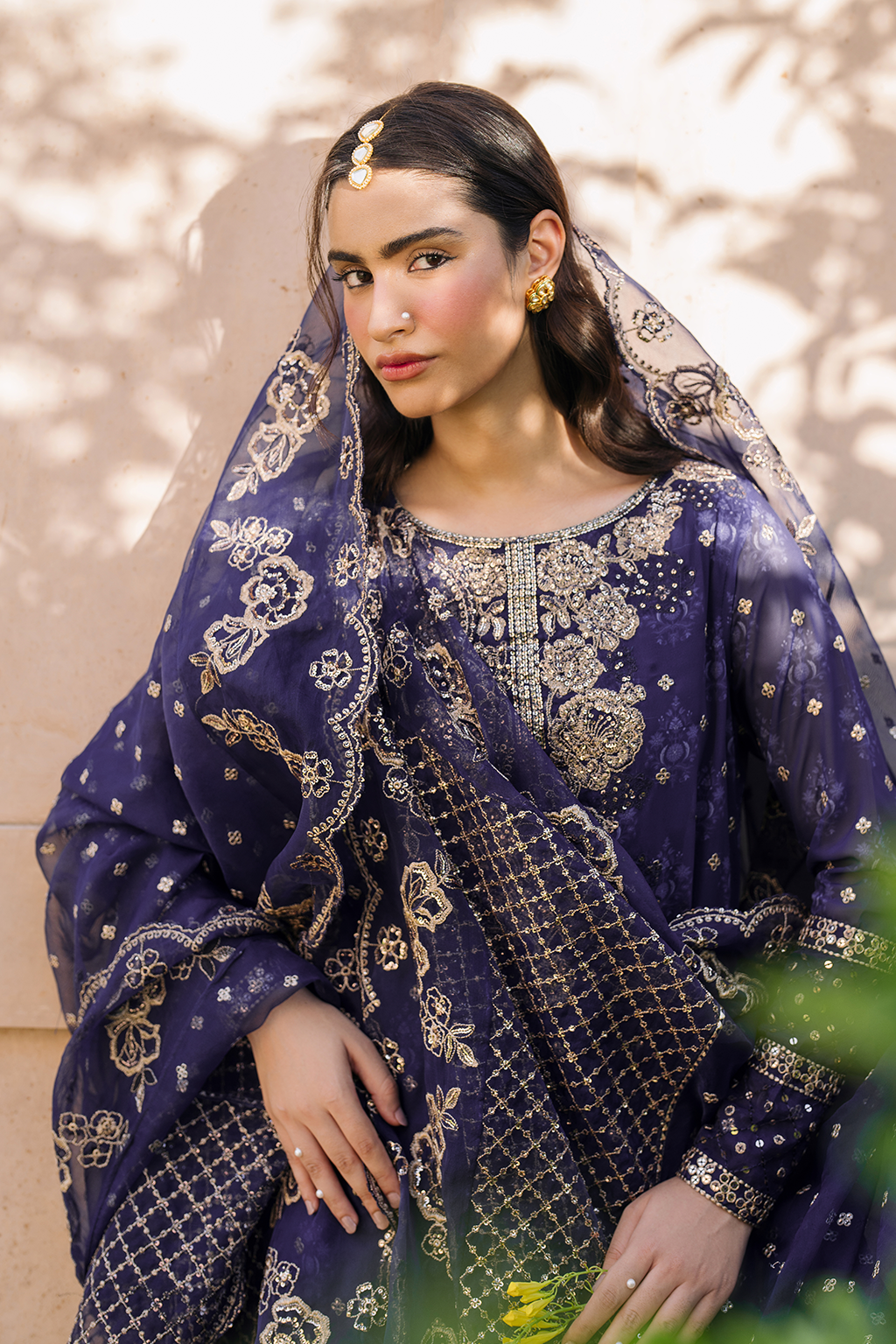 Iznik | Bandhani Formals | UE-325 M Navy Blue Chiffon