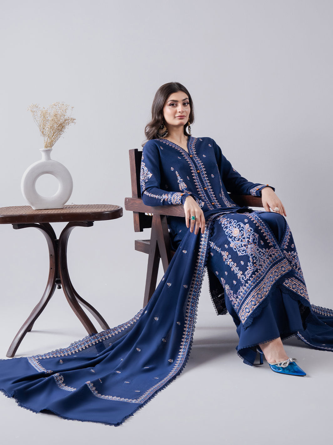 Faiza Faisal | Winter Edit 2024 | NAILA Custom Size Navy Blue Karandi