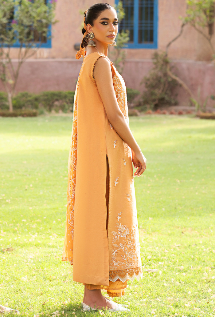 Humdum | Selin Lawn 25 | Selin - D07 S Apricot Orange Lawn