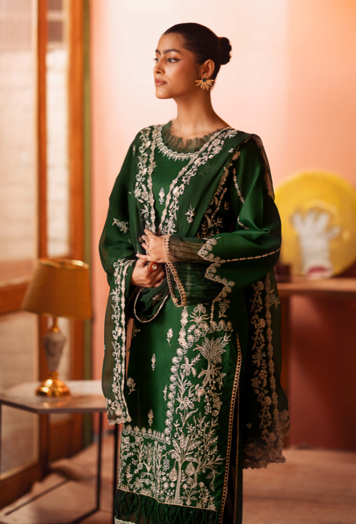 Humdum | Lala Rukh Lawn | Lalarukh - D10 L Bottle Green Lawn
