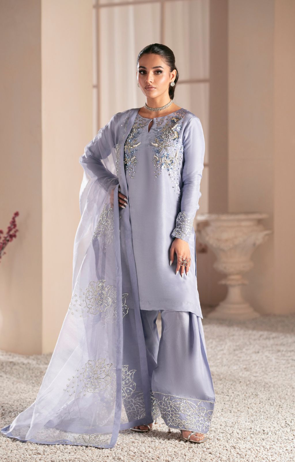 Ajr Couture | Symphony Luxe Festive 25 | Crimson S Mauve Tissue Silk