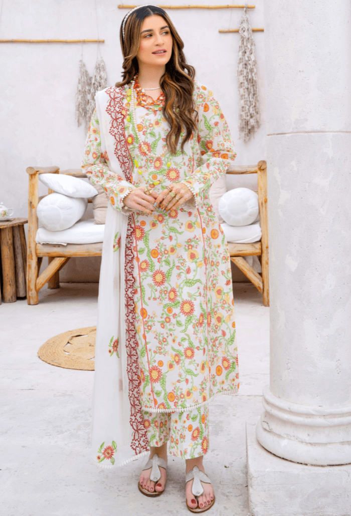 Humdum | Gardenia Lawn 24 | PLG 3 - D02 - Pakistani Designer Dress - by HumDum | Type: Luxury - 100% Original at Saira Sultan