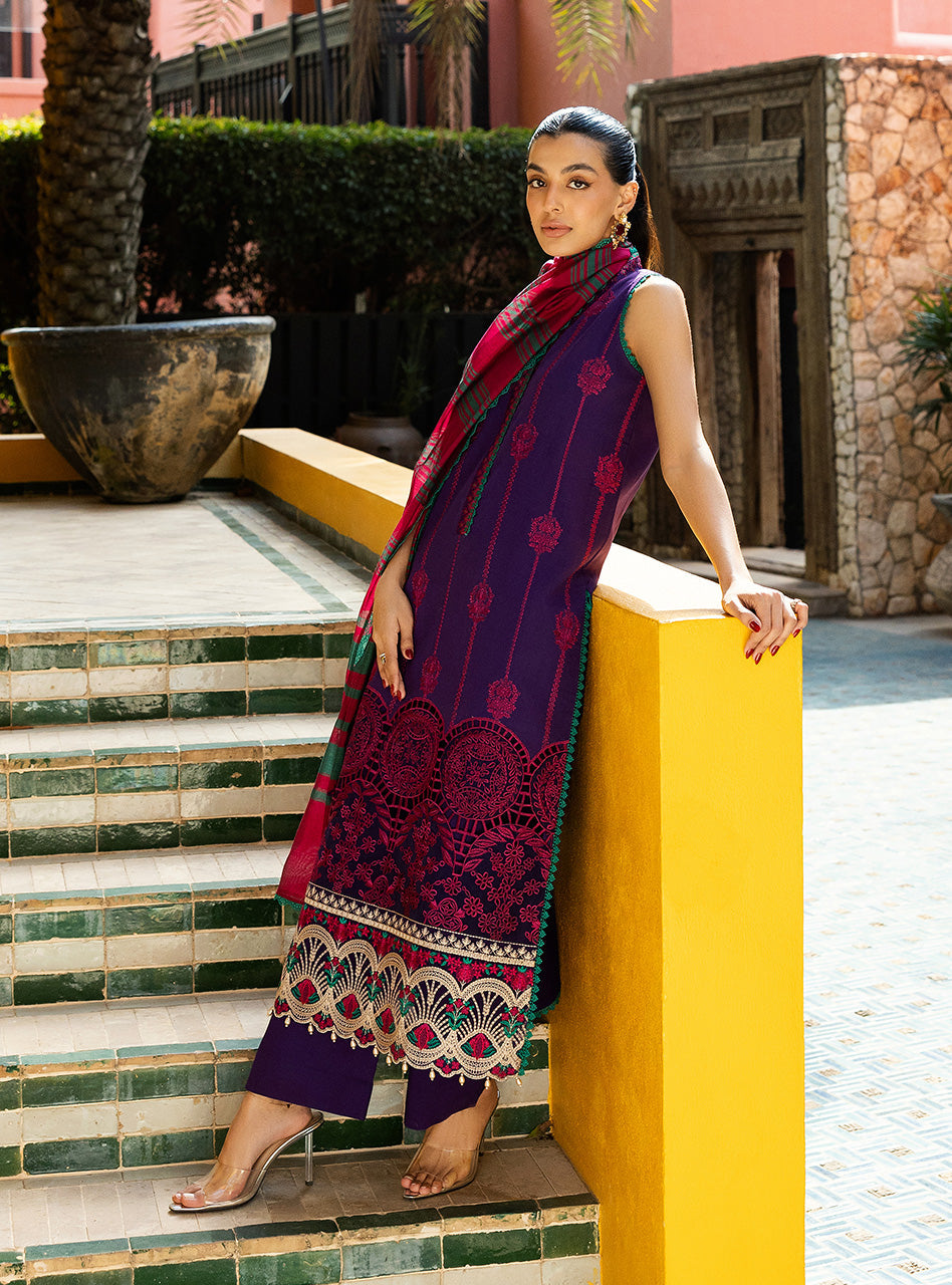 Zainab Chottani | Chikankari 25 | Zynah - 1B L Deep Purple Chikankari
