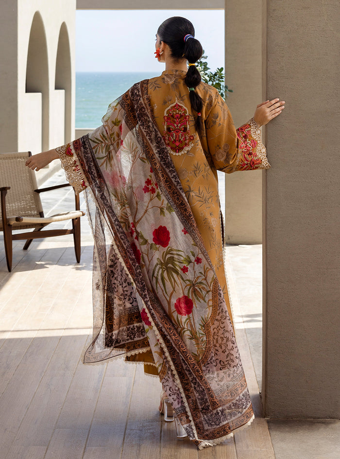 Zainab Chottani | Tahra Lawn 25 | Rahma XL Mustard Brown Lawn