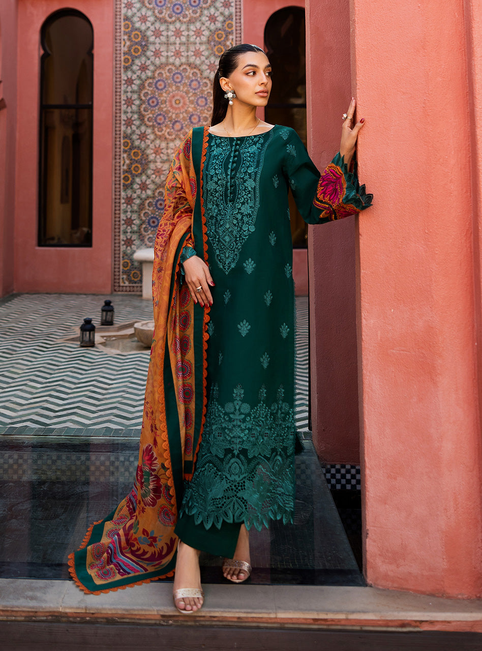 Zainab Chottani | Chikankari 25 | Nia - 6A XS Emerald Green Chikankari