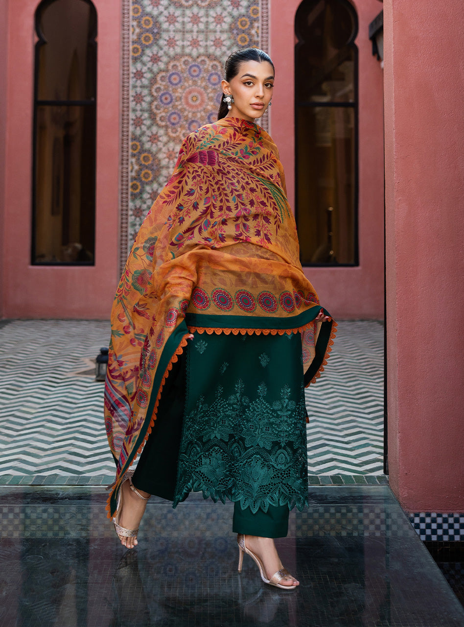 Zainab Chottani | Chikankari 25 | Nia - 6A L Emerald Green Chikankari