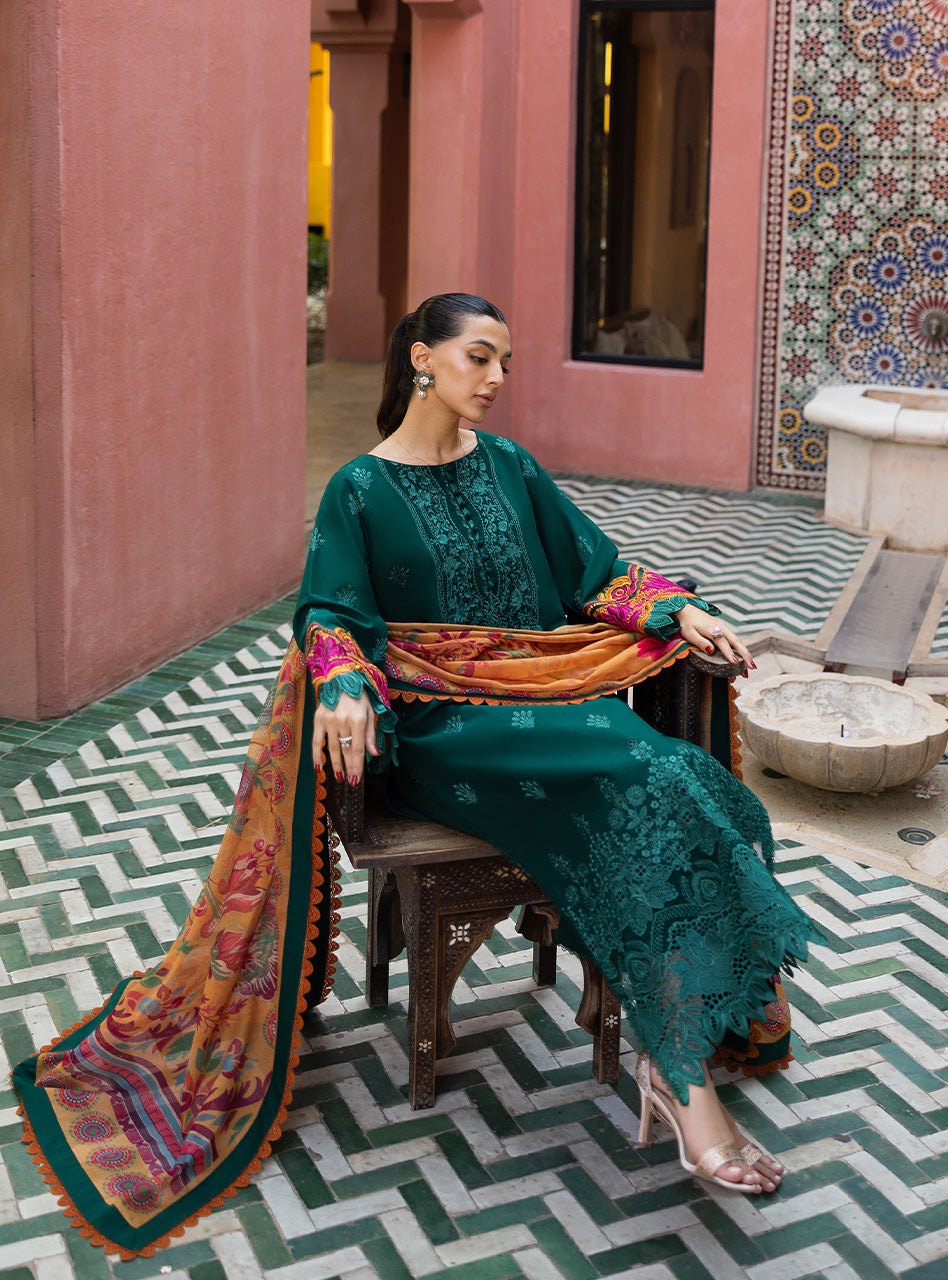 Zainab Chottani | Chikankari 25 | Nia - 6A XL Emerald Green Chikankari