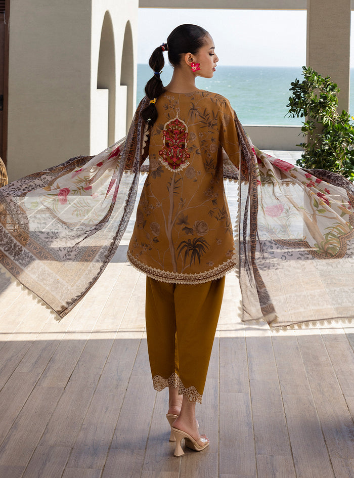 Zainab Chottani | Tahra Lawn 25 | Rahma M Mustard Brown Lawn