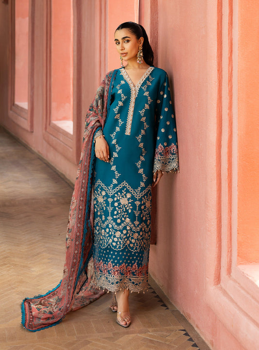 Zainab Chottani | Chikankari 25 | Izrah - 2A XS Teal Chikankari