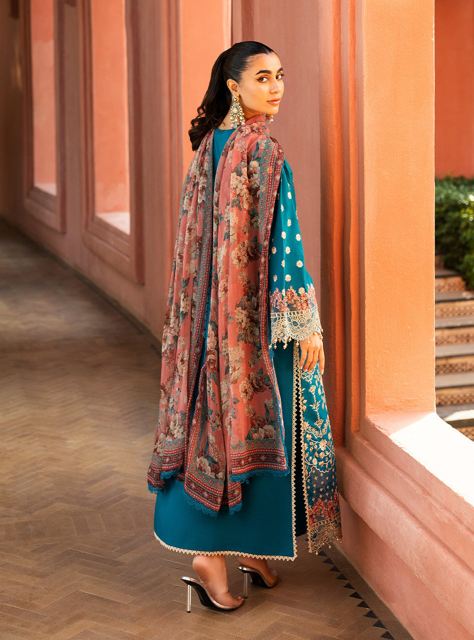 Zainab Chottani | Chikankari 25 | Izrah - 2A S Teal Chikankari