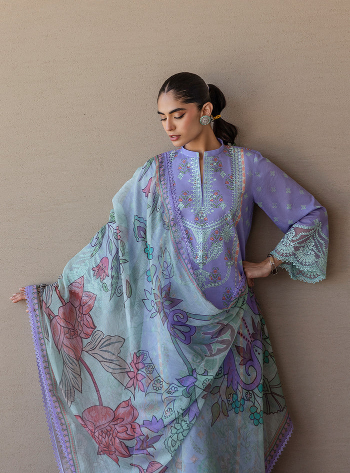 Zainab Chottani | Tahra Lawn 25 | Lina Custom Size Light Lavender Lawn