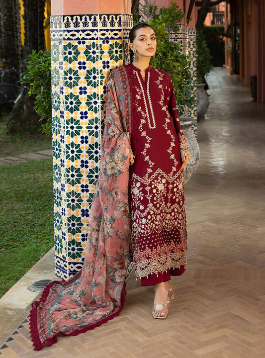 Zainab Chottani | Chikankari 25 | Izrah - 2B XS Maroon Chikankari