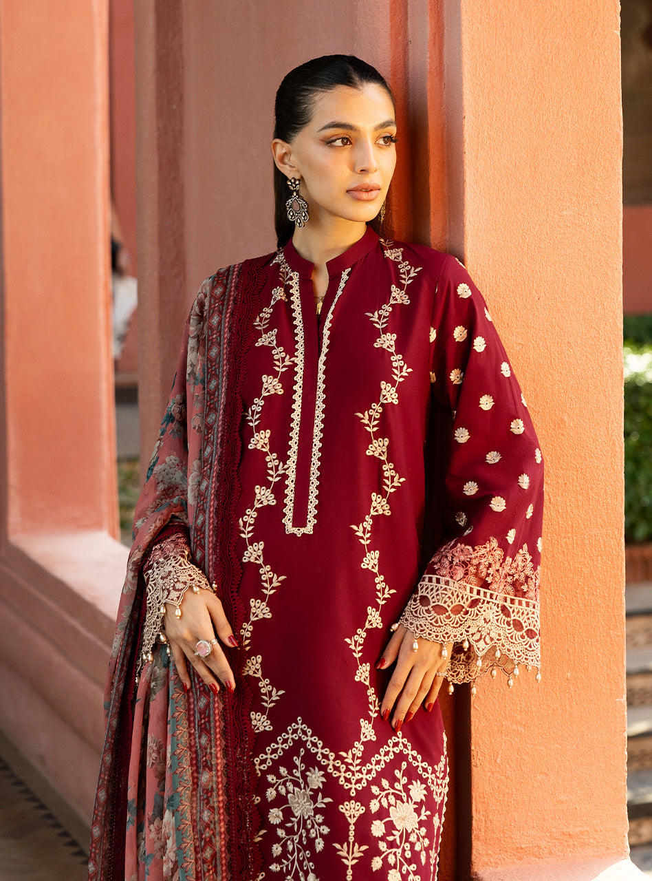 Zainab Chottani | Chikankari 25 | Izrah - 2B M Maroon Chikankari