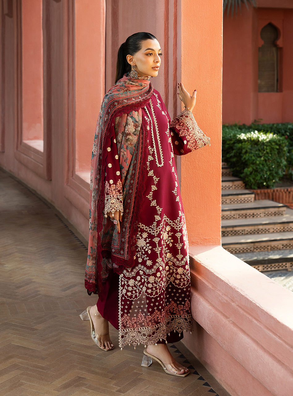Zainab Chottani | Chikankari 25 | Izrah - 2B XL Maroon Chikankari