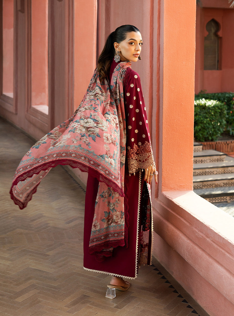 Zainab Chottani | Chikankari 25 | Izrah - 2B S Maroon Chikankari