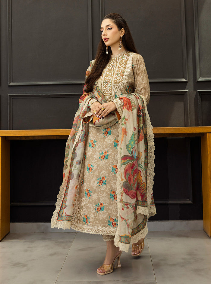 Zainab Chottani | Tahra Lawn 25 | Aymah XS Desert Sand Lawn