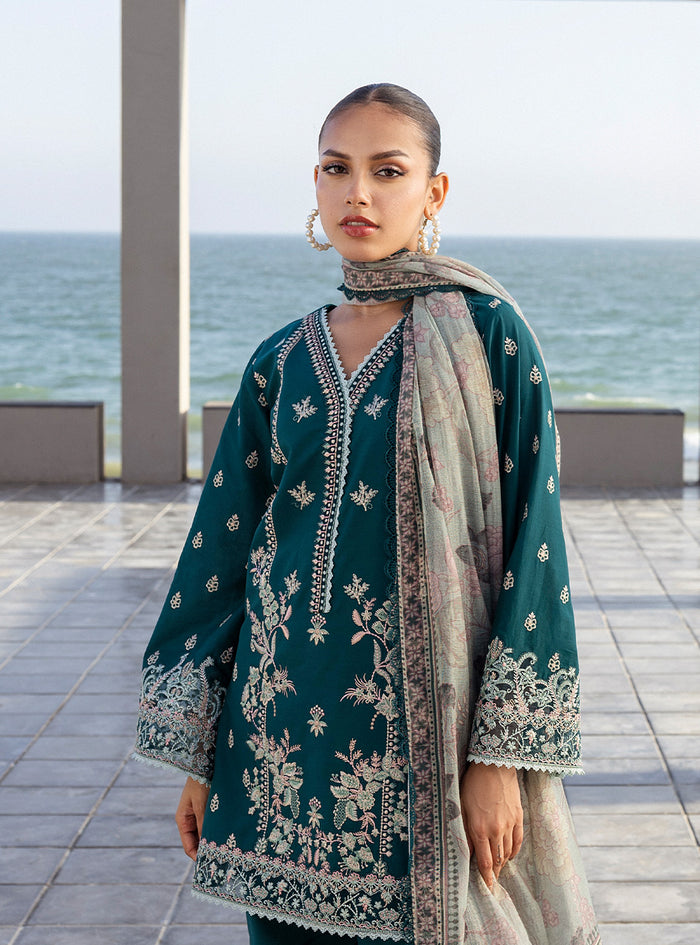 Zainab Chottani | Tahra Lawn 25 | Mina M Teal Green Lawn
