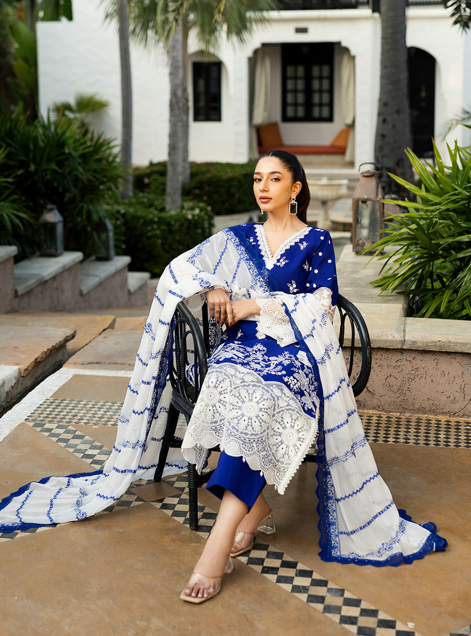 Zainab Chottani | Chikankari 25 | Sia - 11B XL Cobalt Blue Chikankari
