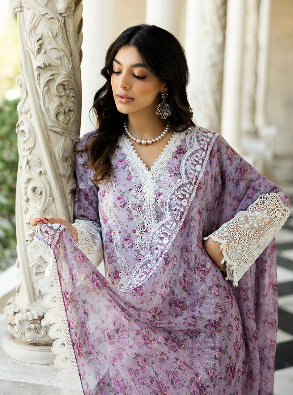 Zainab Chottani | Chikankari 25 | Lamia - 9B M Lilac Chikankari
