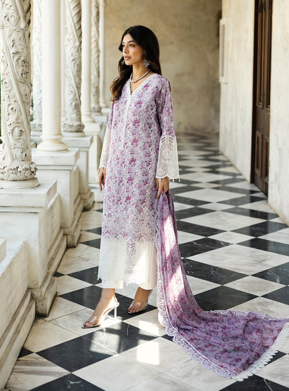 Zainab Chottani | Chikankari 25 | Lamia - 9B S Lilac Chikankari