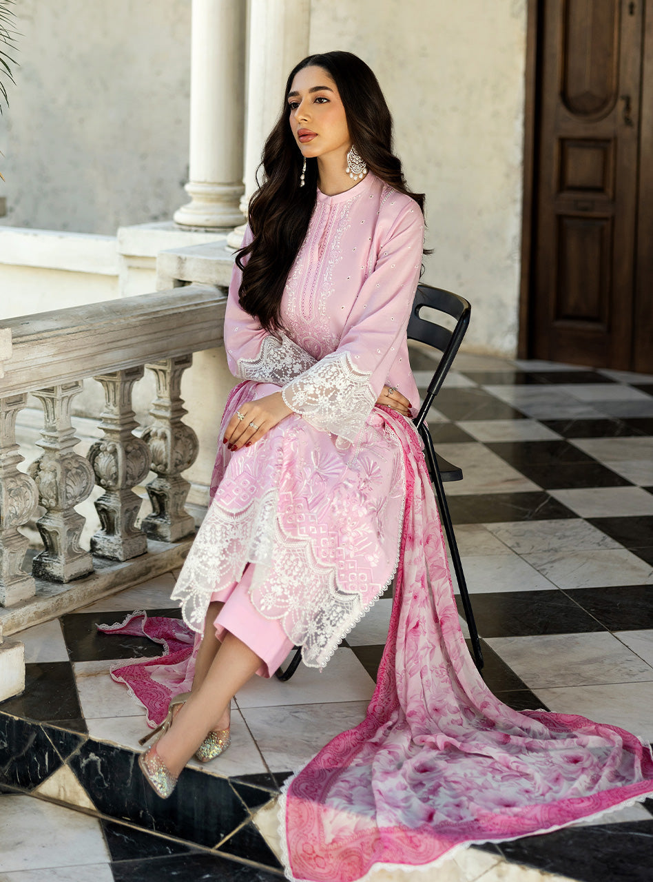 Zainab Chottani | Chikankari 25 | Liyah - 7A XL Blush Pink Chikankari