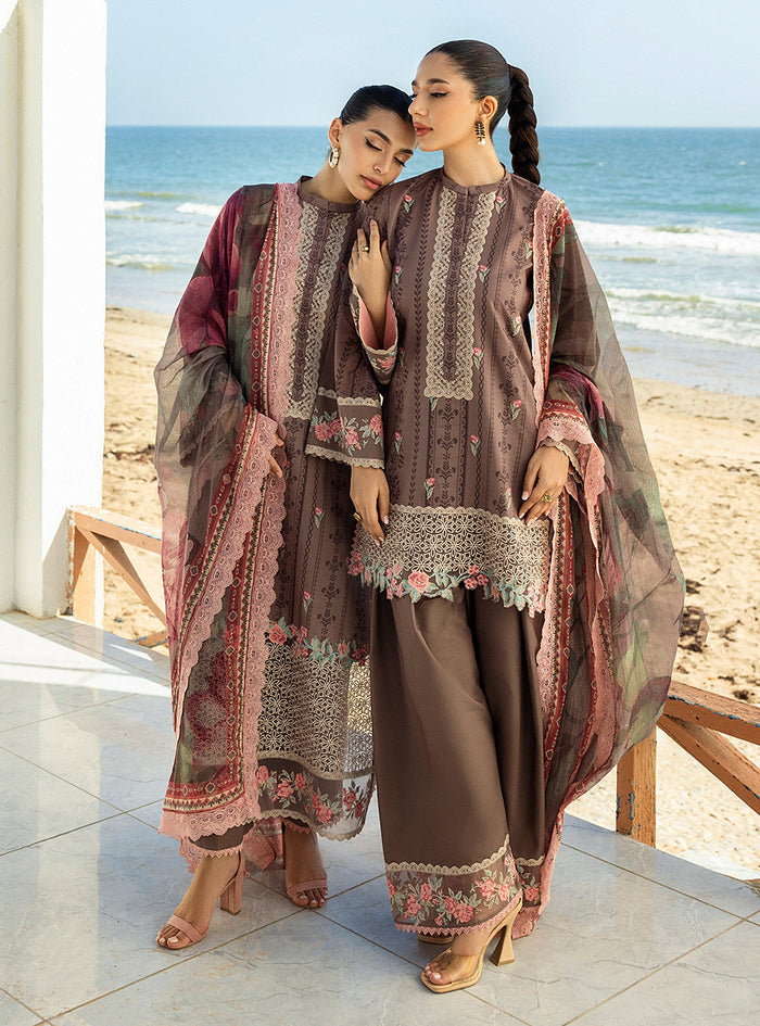 Zainab Chottani | Tahra Lawn 25 | Samayra XL Chocolate Brown Lawn