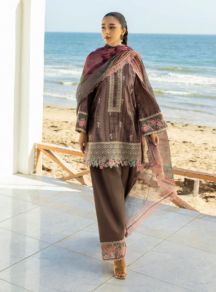 Zainab Chottani | Tahra Lawn 25 | Samayra XS Chocolate Brown Lawn