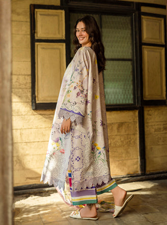 Roheenaz | Ethereal Bloom Lawn 25 | Liora S Lavender Pinocchio Printed lawn