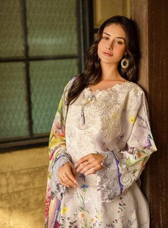 Roheenaz | Ethereal Bloom Lawn 25 | Liora L Lavender Pinocchio Printed lawn