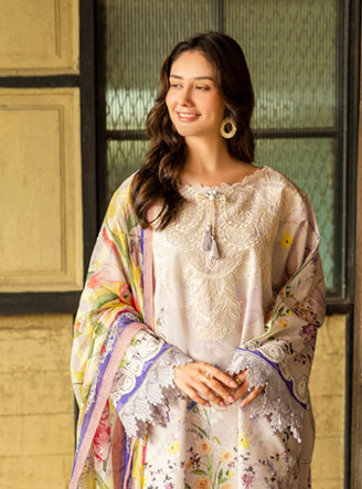 Roheenaz | Ethereal Bloom Lawn 25 | Liora M Lavender Pinocchio Printed lawn