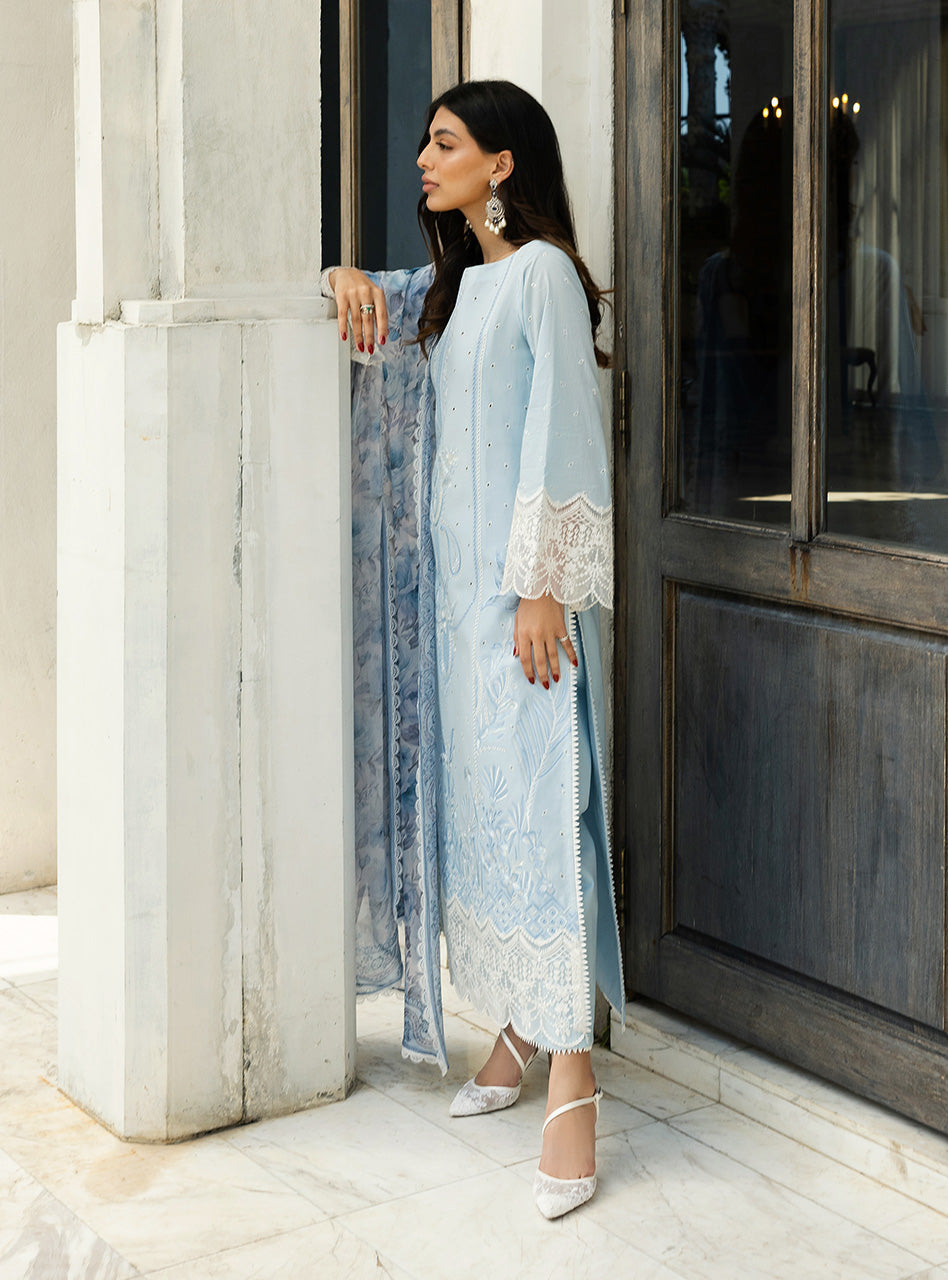 Zainab Chottani | Chikankari 25 | Liyah - 7B S Light Blue Chikankari