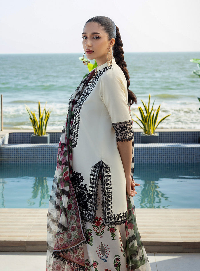 Zainab Chottani | Tahra Lawn 25 | Azureh XL Pearl White Lawn