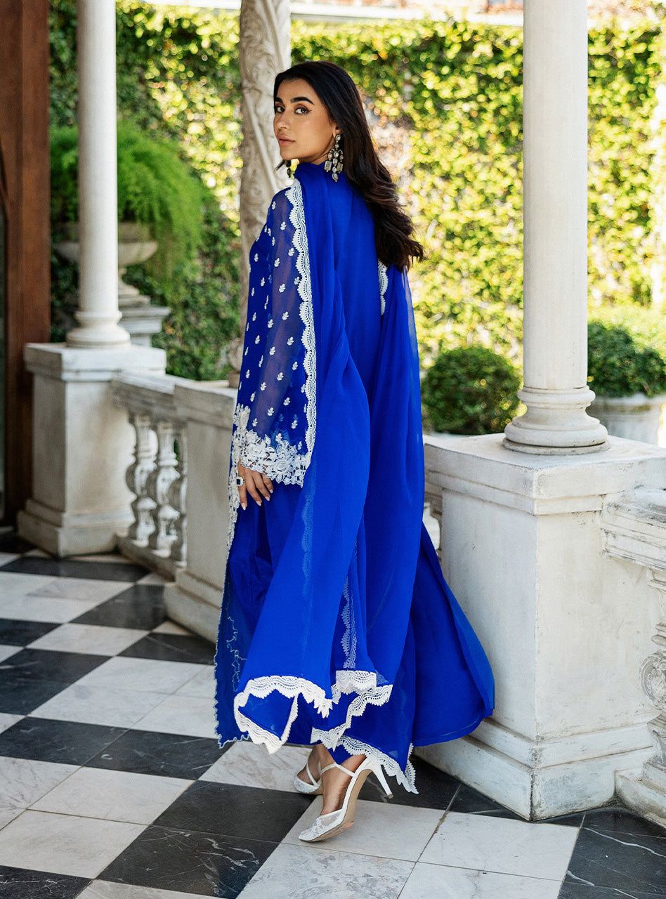 Zainab Chottani | Ramadan Edit 25 | Cobalt Dreamscape S Cobalt Blue Pure Chiffon