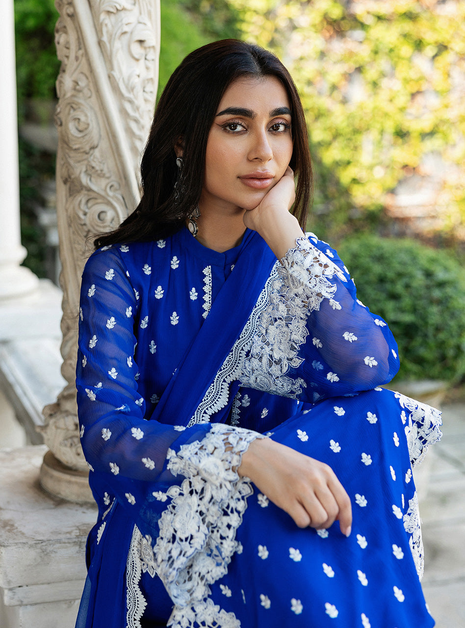 Zainab Chottani | Ramadan Edit 25 | Cobalt Dreamscape M Cobalt Blue Pure Chiffon