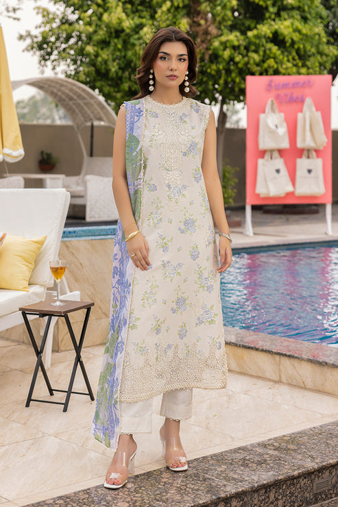 Saad Shaikh | Lawn 25 | Offwhite - Tropelle XS Off White Lawn