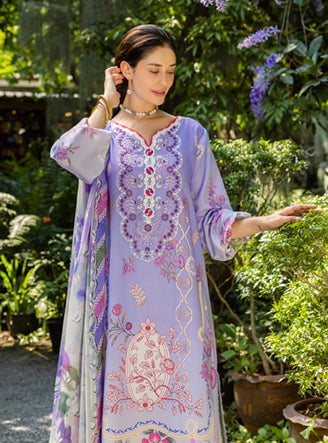 Roheenaz | Ethereal Bloom Lawn 25 | Meliora S Lavender Printed lawn