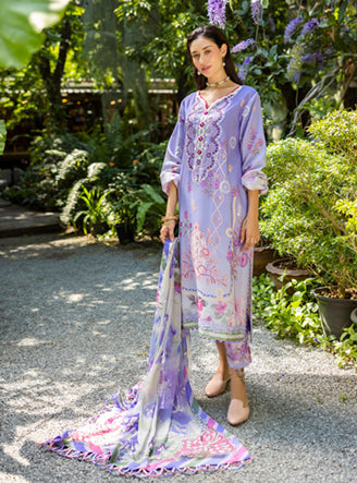 Roheenaz | Ethereal Bloom Lawn 25 | Meliora L Lavender Printed lawn