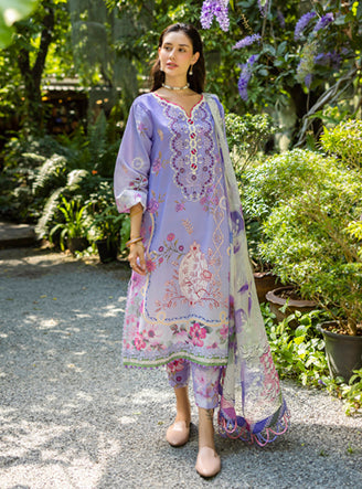 Roheenaz | Ethereal Bloom Lawn 25 | Meliora XS Lavender Printed lawn