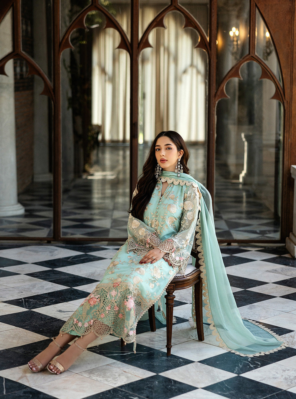 Zainab Chottani | Ramadan Edit 25 | Seafoam Serenity XL Mint Green Pure Chiffon