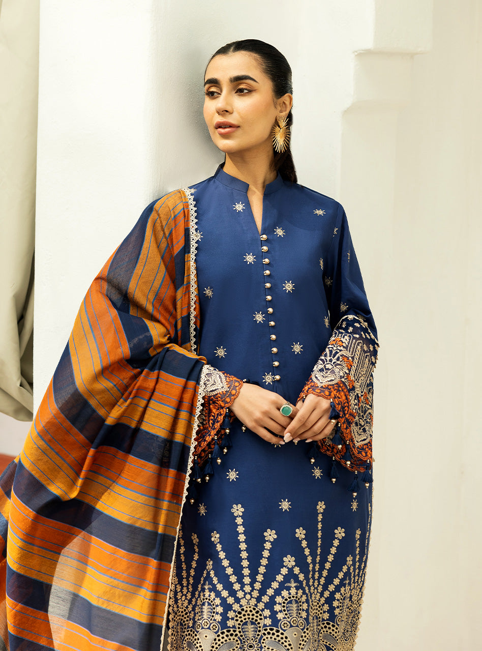 Zainab Chottani | Chikankari 25 | Elma - 3B M Royal Blue Chikankari