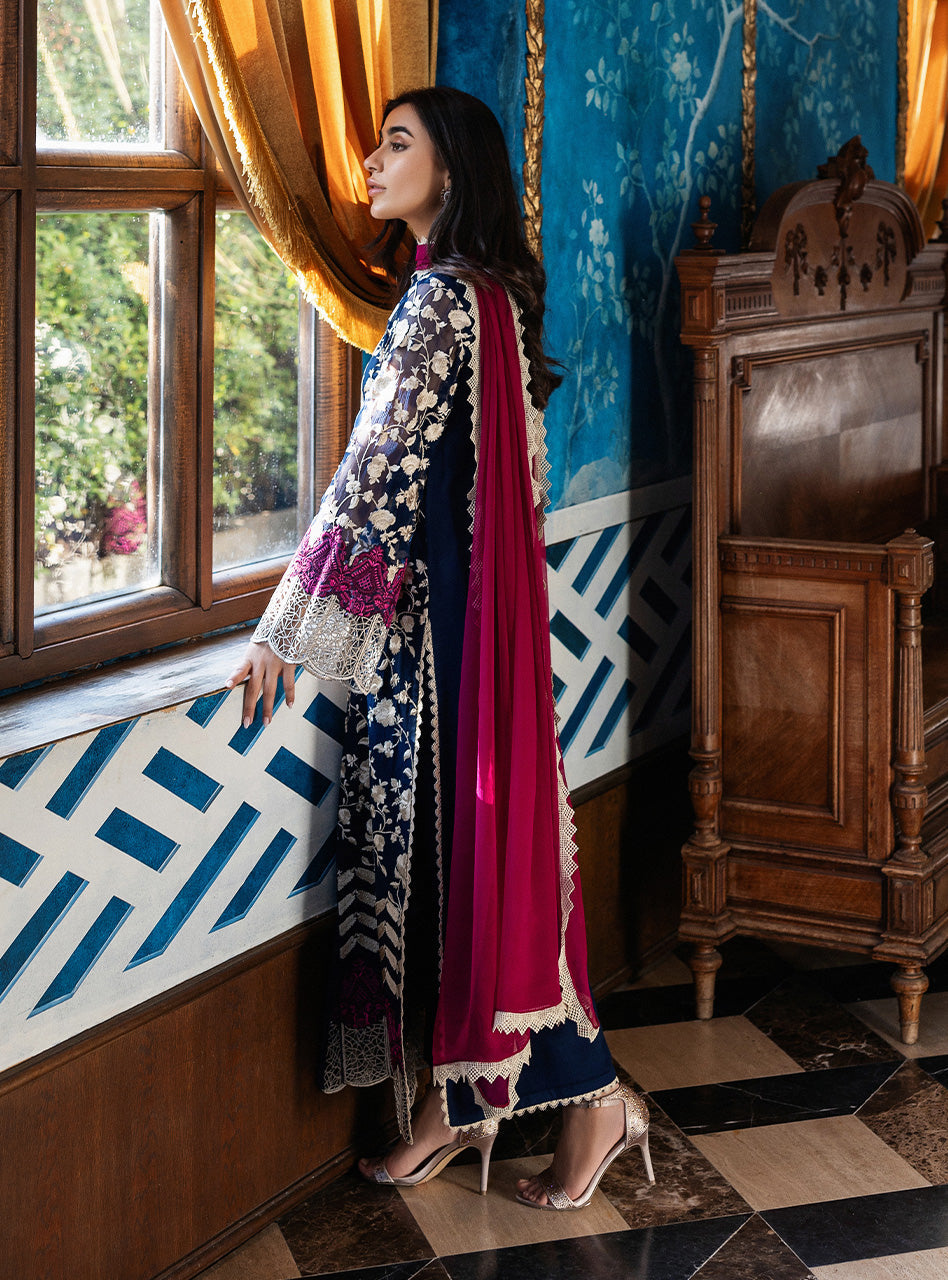 Zainab Chottani | Ramadan Edit 25 | Midnight Muse S Midnight Blue Pure Chiffon