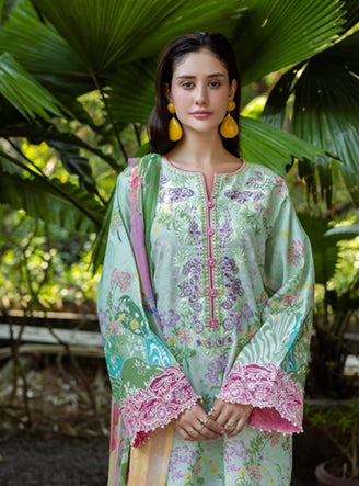 Roheenaz | Ethereal Bloom Lawn 25 | Ivara XL Pastel Mint Printed lawn