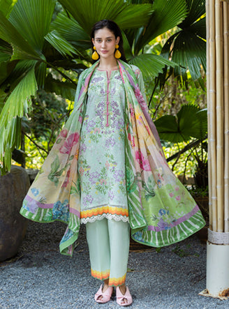 Roheenaz | Ethereal Bloom Lawn 25 | Ivara M Pastel Mint Printed lawn